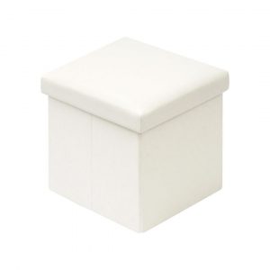 Taburete puff blanco polipiel